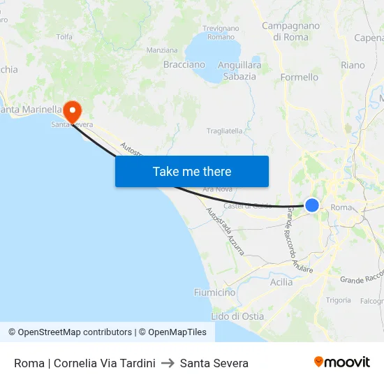 Rome Cornelia Via Tardini to Santa Severa map