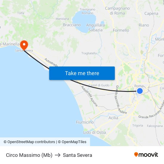 Circo Massimo (Mb) to Santa Severa map