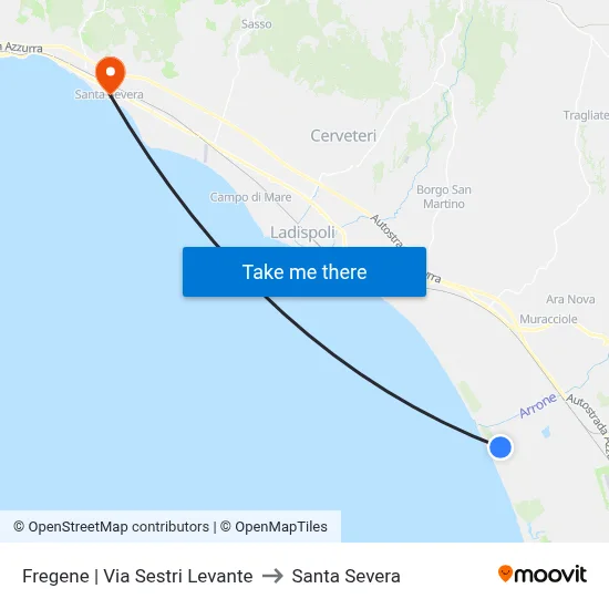 Fregene | Sestri Levante Road to Santa Severa map