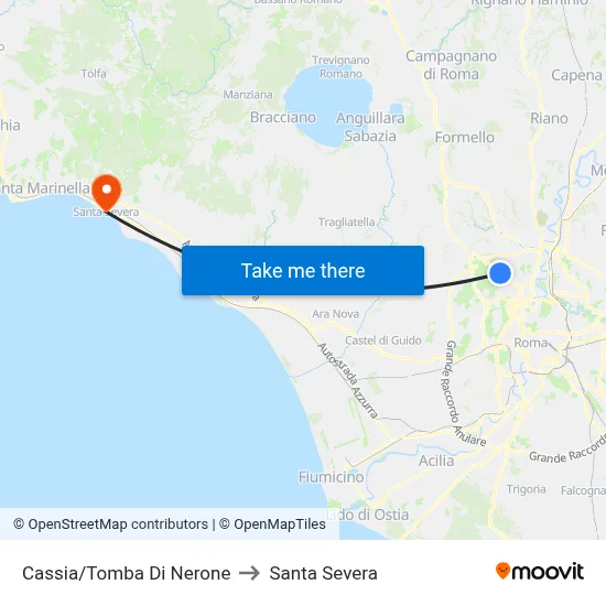 Cassia/Tomb of Nero to Santa Severa map