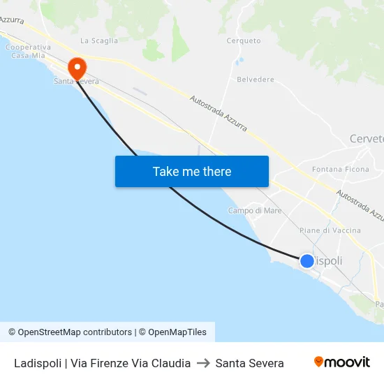 Ladispoli | Florence Street Via Claudia to Santa Severa map