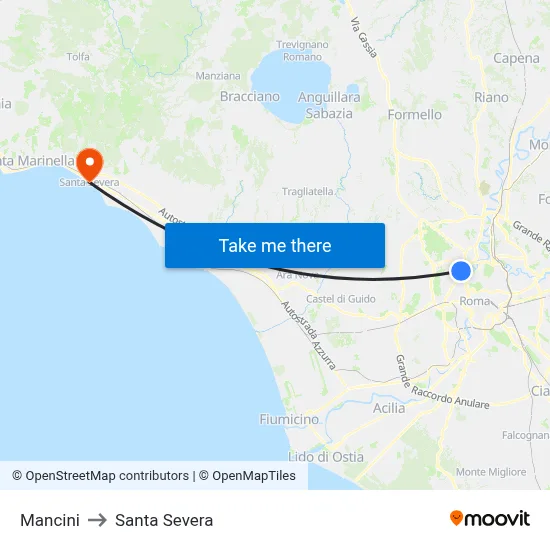 Mancini to Santa Severa map