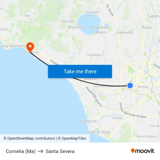 Cornelia (MA) to Santa Severa map