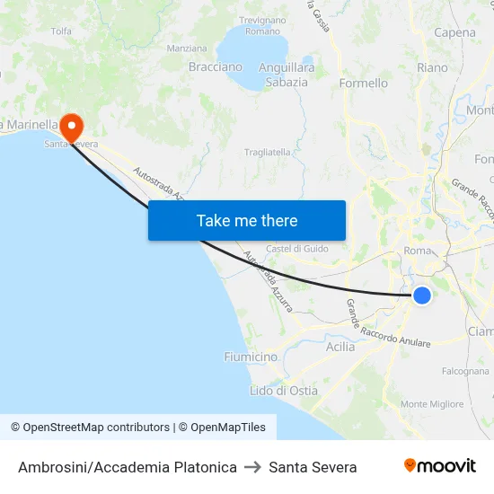 Ambrosini/Platonic Academy to Santa Severa map