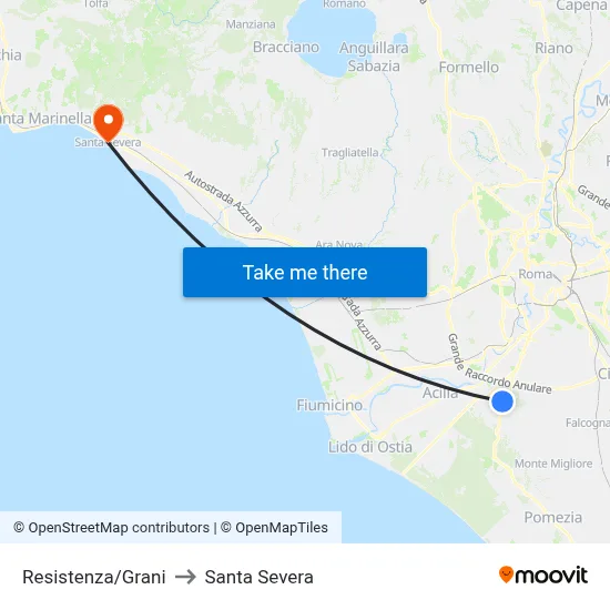 Resistance/Grani to Santa Severa map