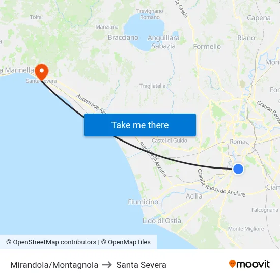 Mirandola/Montagnola to Santa Severa map