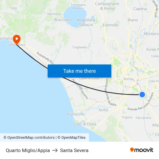 Fourth Mile/Appia to Santa Severa map