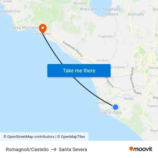 Romagnoli/Castle to Santa Severa map