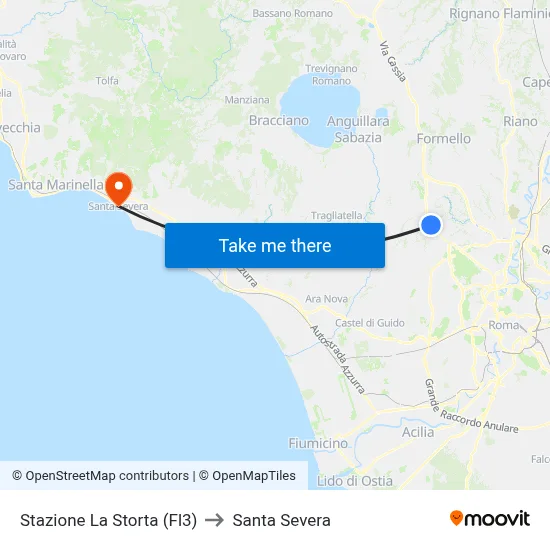 La Storta Station (FL3) to Santa Severa map