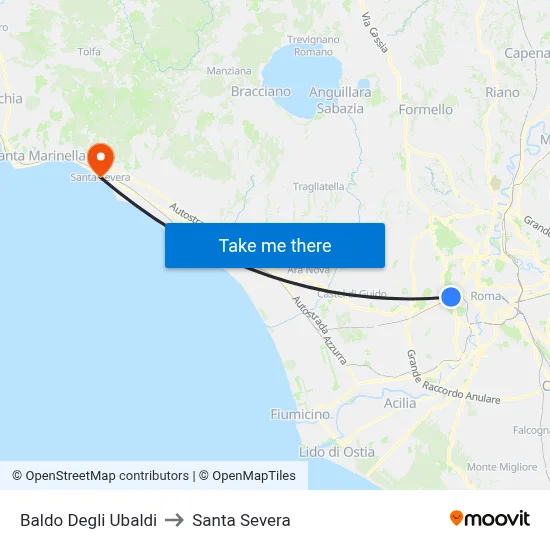 Baldo Degli Ubaldi to Santa Severa map