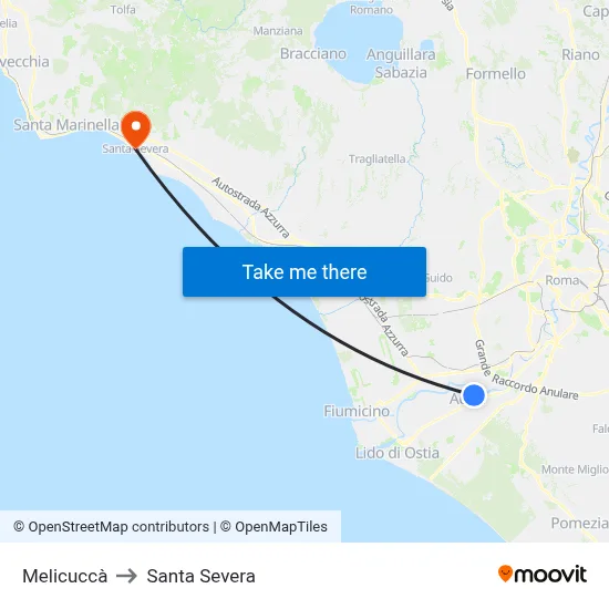 Melicuccà to Santa Severa map