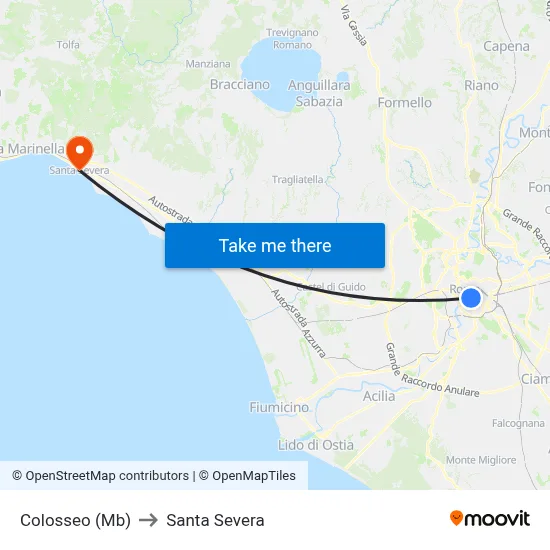 Colosseum (MB) to Santa Severa map