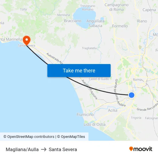 Magliana/Aulla to Santa Severa map