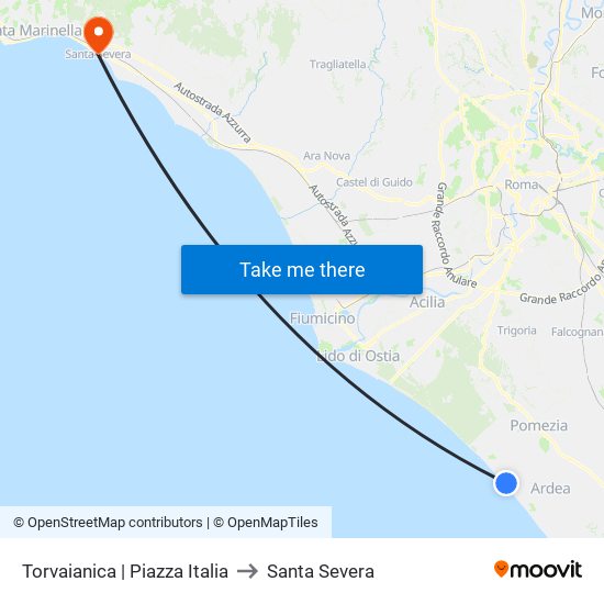 Torvaianica | Piazza Italia to Santa Severa map