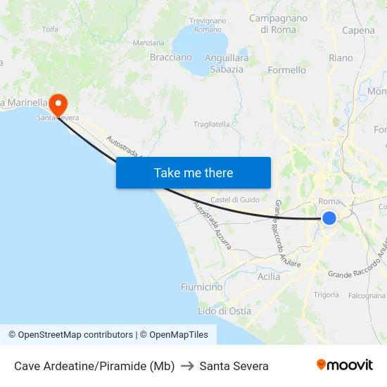 Cave Ardeatine/Piramide (Mb) to Santa Severa map