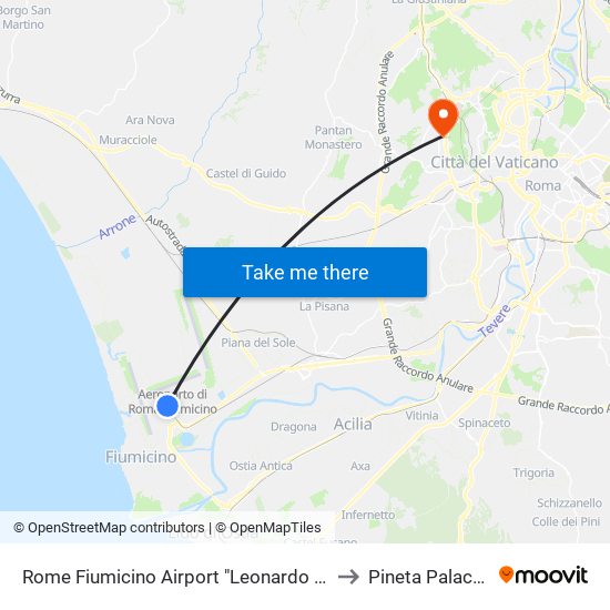 Rome Fiumicino Airport "Leonardo Da Vinci" (Fco) to Pineta Palace Hotel map