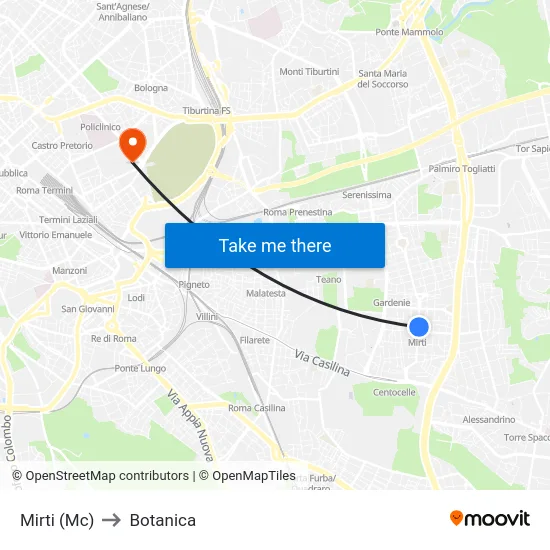 Mirti (Mc) to Botanica map