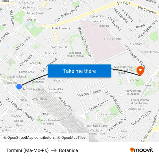 Termini (Ma-Mb-Fs) to Botanica map