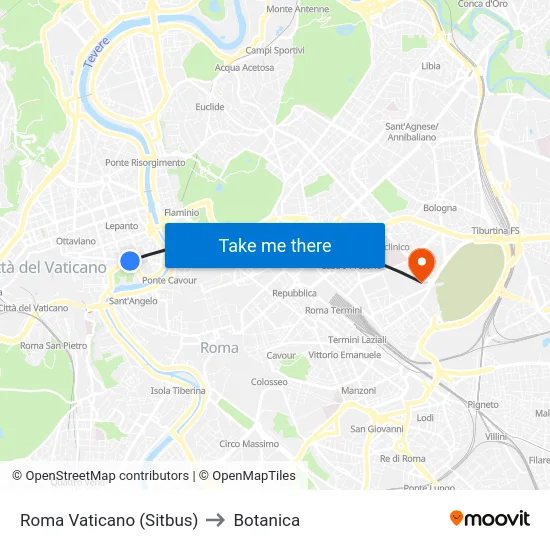 Roma Vaticano (Sitbus) to Botanica map