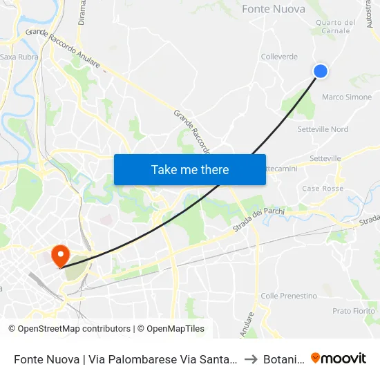 Fonte Nuova | Via Palombarese Via Santa Lucia to Botanica map