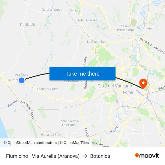 Fiumicino | Via Aurelia (Aranova) to Botanica map