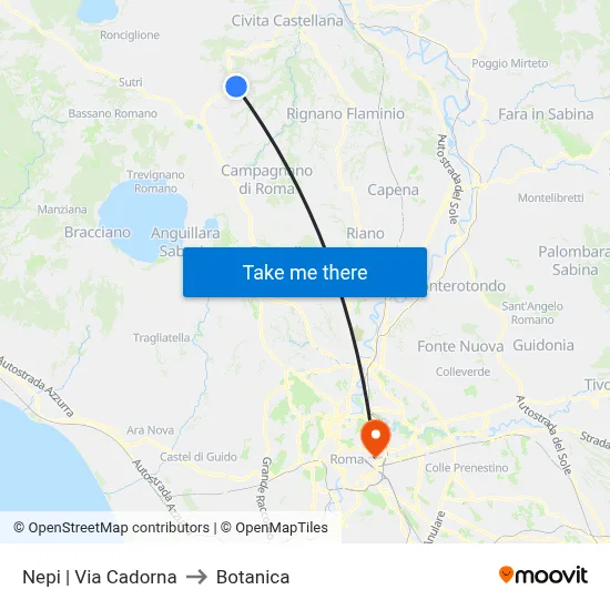 Nepi | Via Cadorna to Botanica map