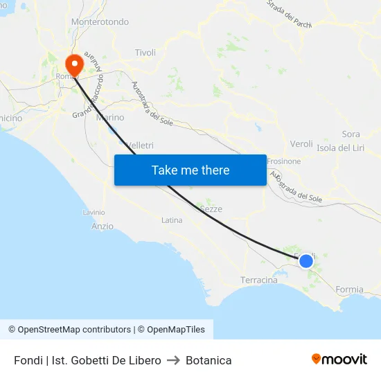 Fondi | Ist. Gobetti De Libero to Botanica map