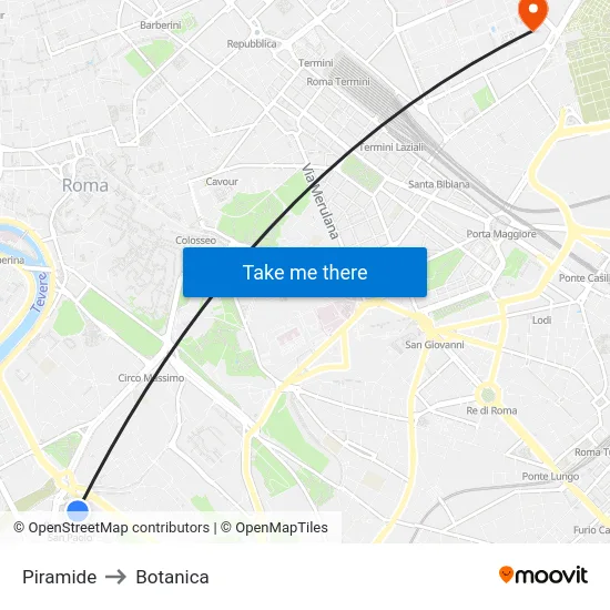 Piramide to Botanica map