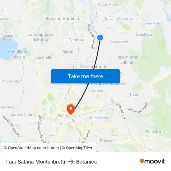Fara Sabina-Montelibretti to Botanica map