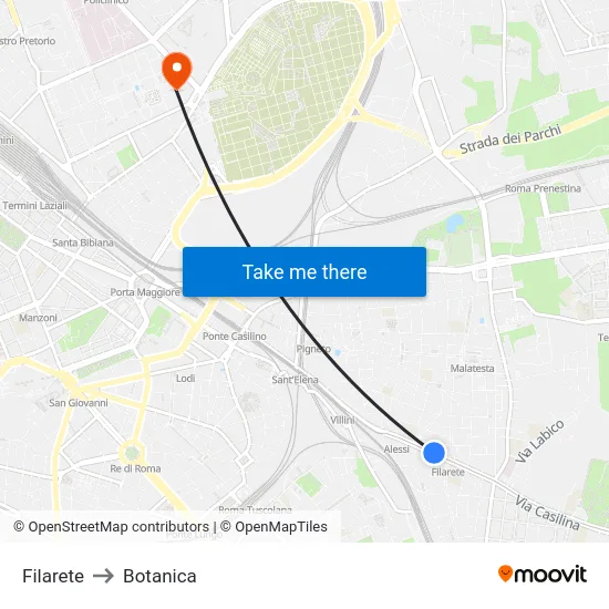 Filarete to Botanica map