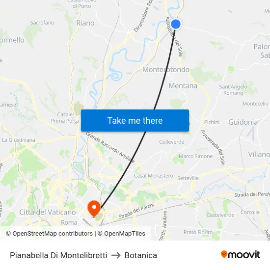 Pianabella Di Montelibretti to Botanica map
