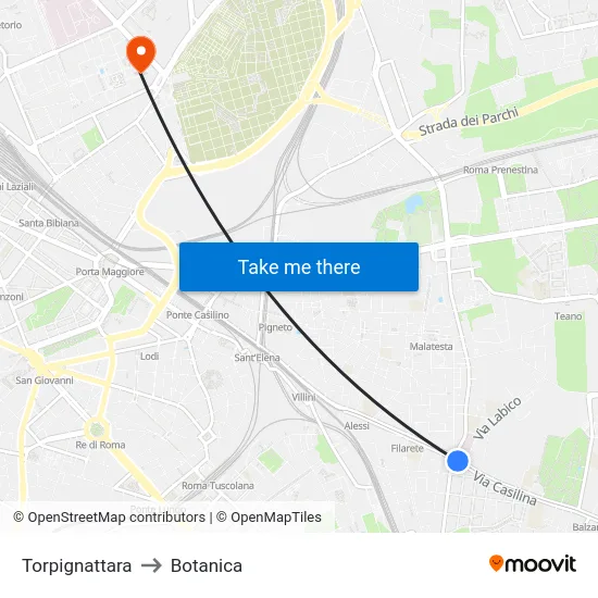 Torpignattara to Botanica map