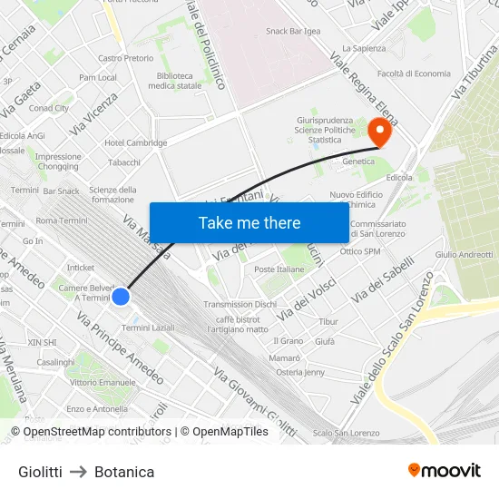 Giolitti to Botanica map