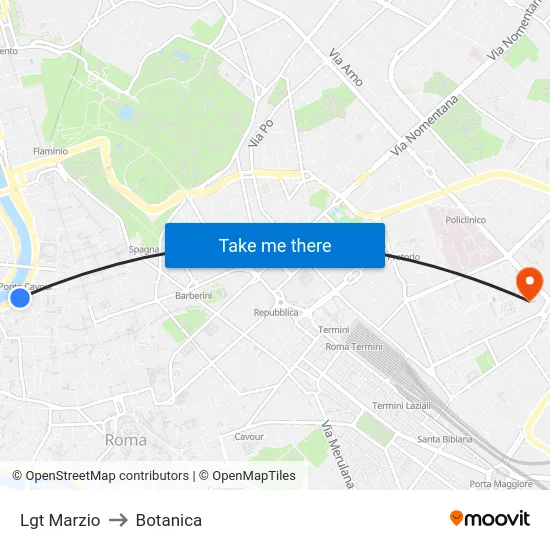 Lgt Marzio to Botanica map