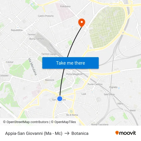 Appia-San Giovanni (Ma - Mc) to Botanica map
