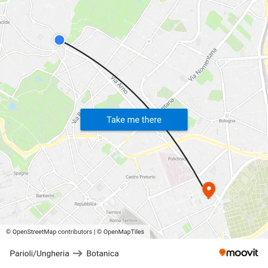 Parioli/Ungheria to Botanica map