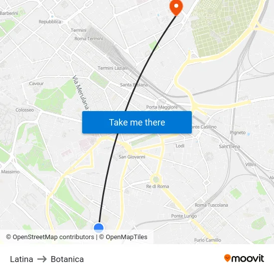 Latina to Botanica map