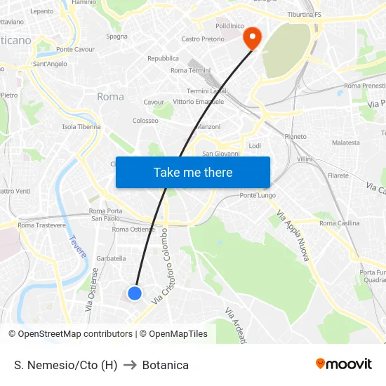 S. Nemesio/Cto (H) to Botanica map