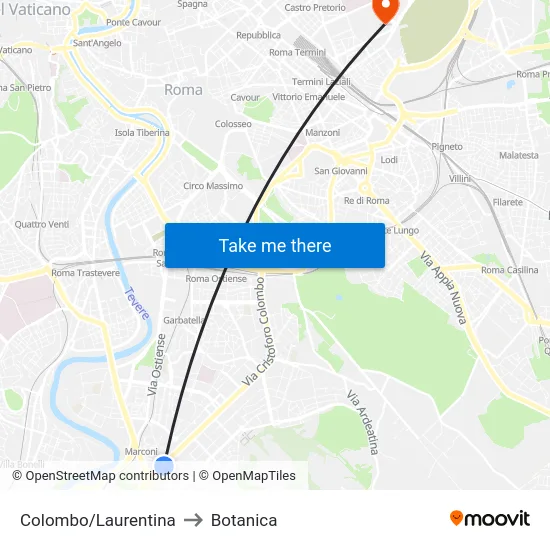 Colombo/Laurentina to Botanica map