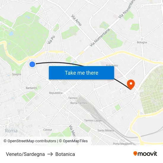 Veneto/Sardegna to Botanica map
