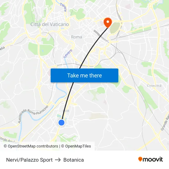 Nervi/Palazzo Sport to Botanica map