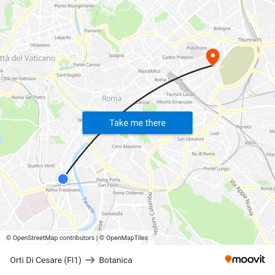 Orti Di Cesare (Fl1) to Botanica map
