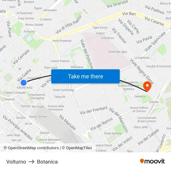 Volturno to Botanica map