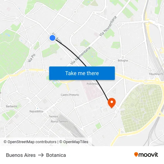 Buenos Aires to Botanica map