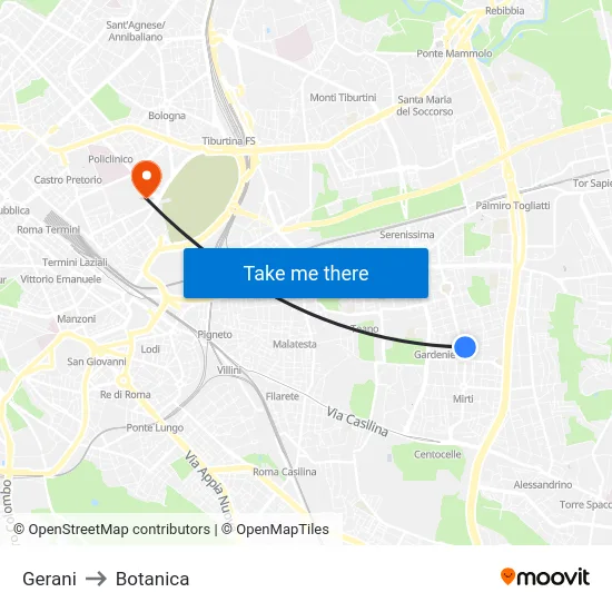 Gerani to Botanica map