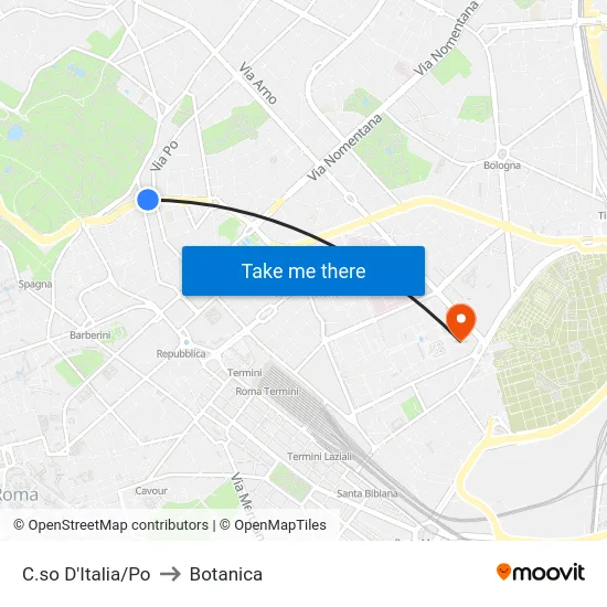C.so D'Italia/Po to Botanica map