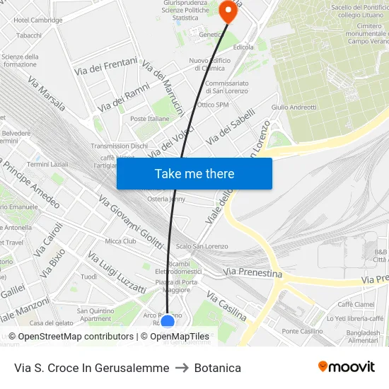 Via S. Croce In Gerusalemme to Botanica map