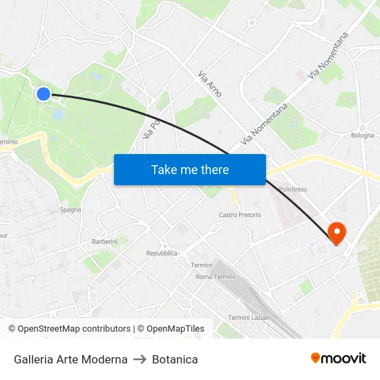 Galleria Arte Moderna to Botanica map