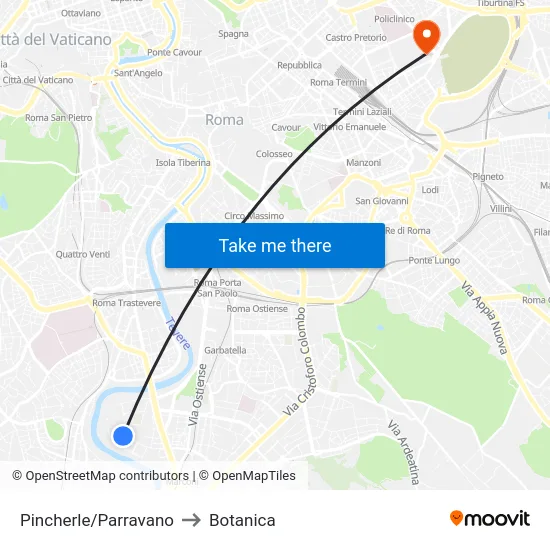 Pincherle/Parravano to Botanica map
