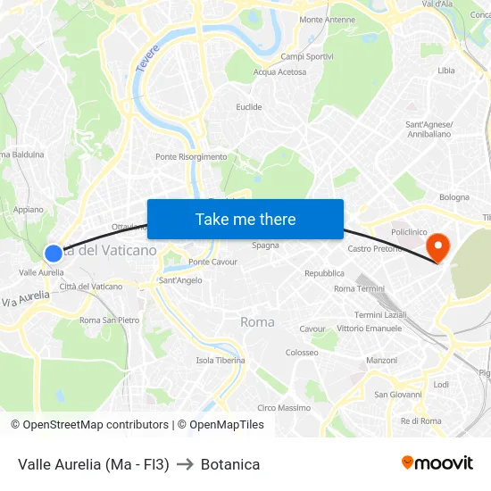 Valle Aurelia (Ma - Fl3) to Botanica map